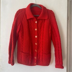 Vintage red knit cardigan